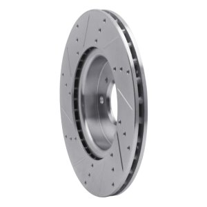 Nissan Sentra Brake Rotor (1) - Front Right - R1 Concepts - Drilled & Slotted - Silver - `04-`06